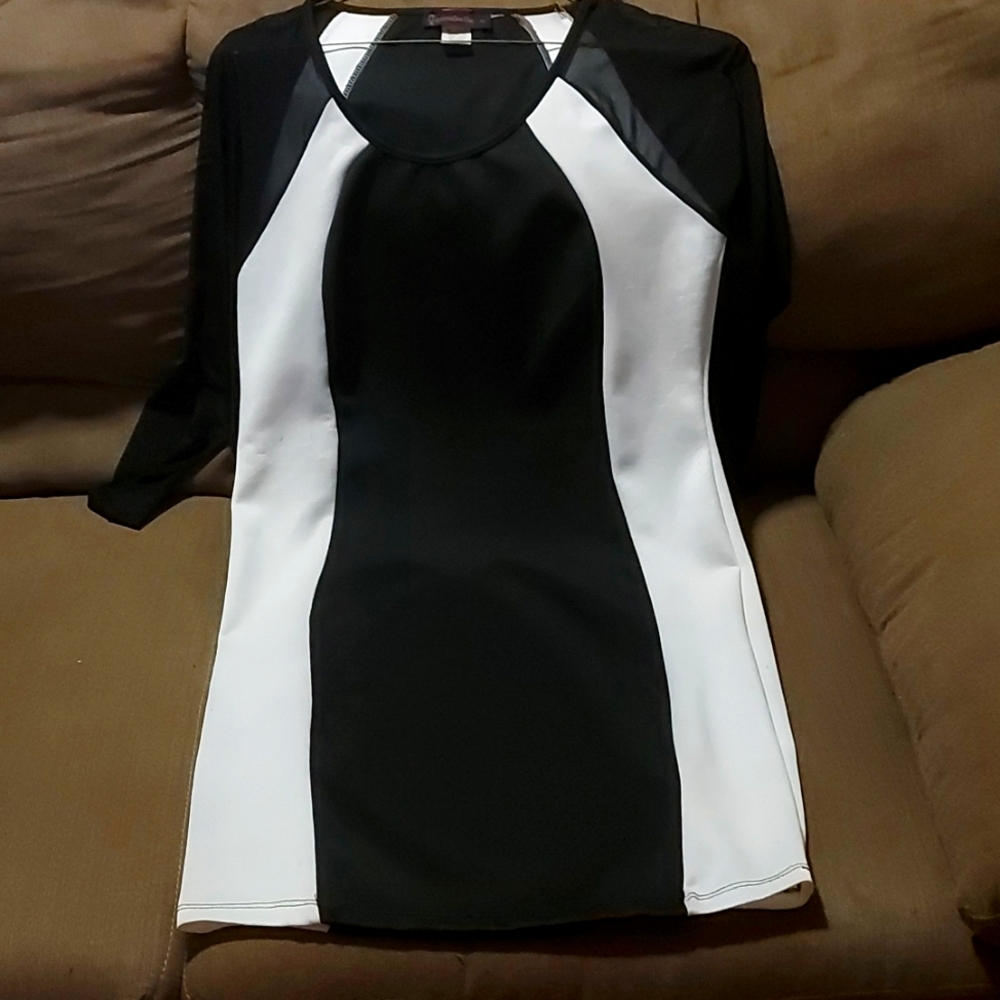 Annabelle 1X Black and White Bodycon Dress